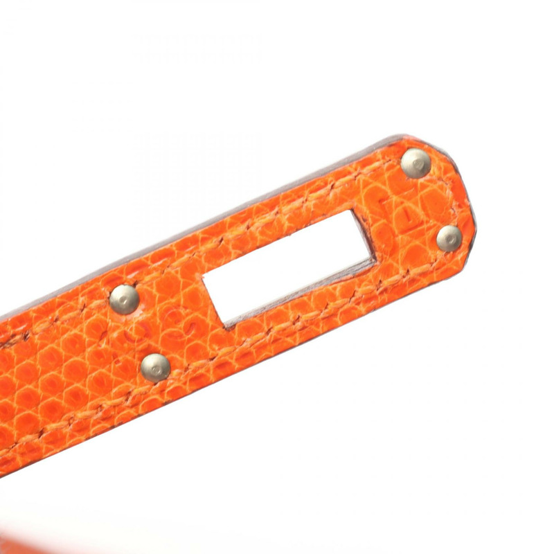 愛馬仕 Kelly 25 手提包，蜥蜴皮異國皮革，橙色，二手女款-4