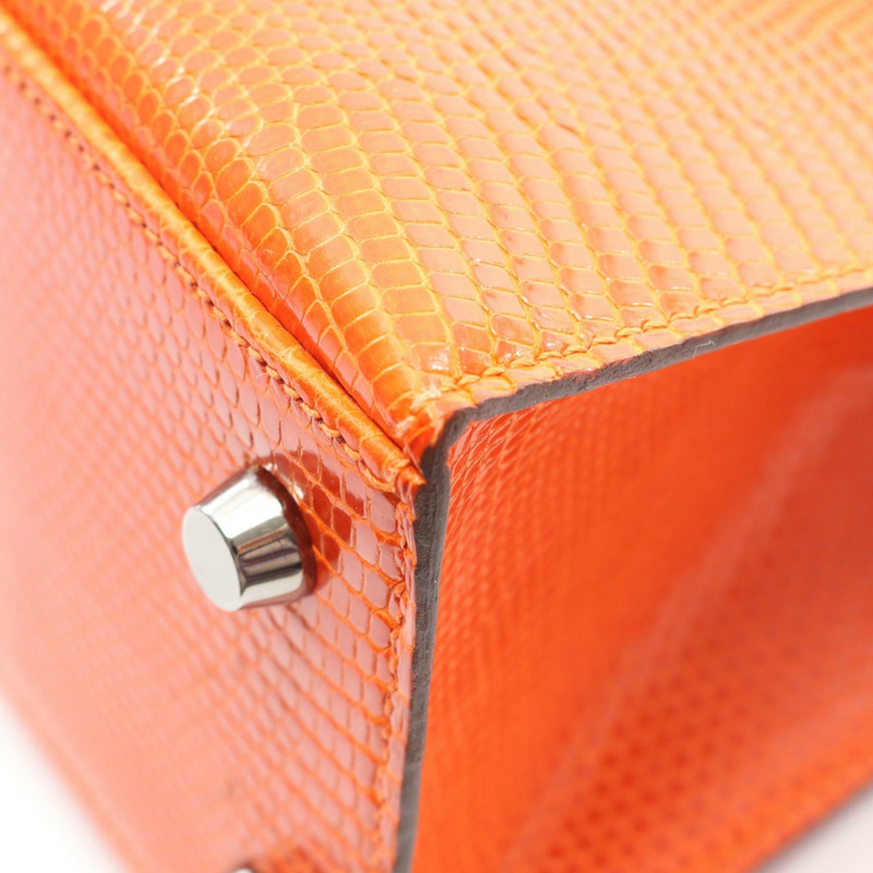 愛馬仕 Kelly 25 手提包，蜥蜴皮異國皮革，橙色，二手女款-6