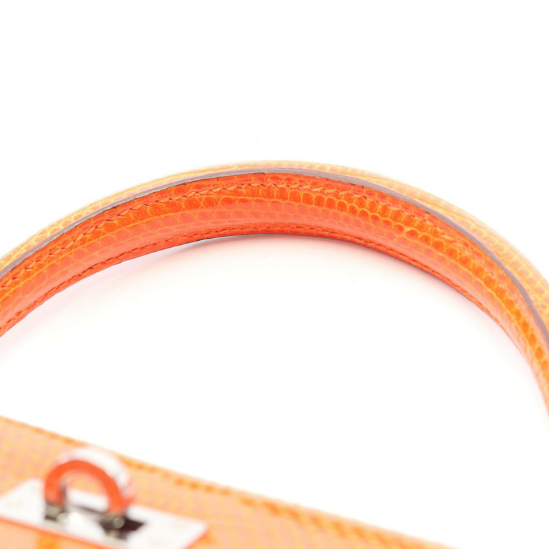 愛馬仕 Kelly 25 手提包，蜥蜴皮異國皮革，橙色，二手女款-7