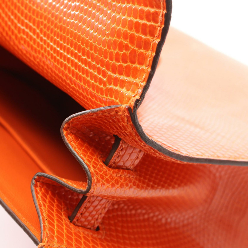 愛馬仕 Kelly 25 手提包，蜥蜴皮異國皮革，橙色，二手女款-8