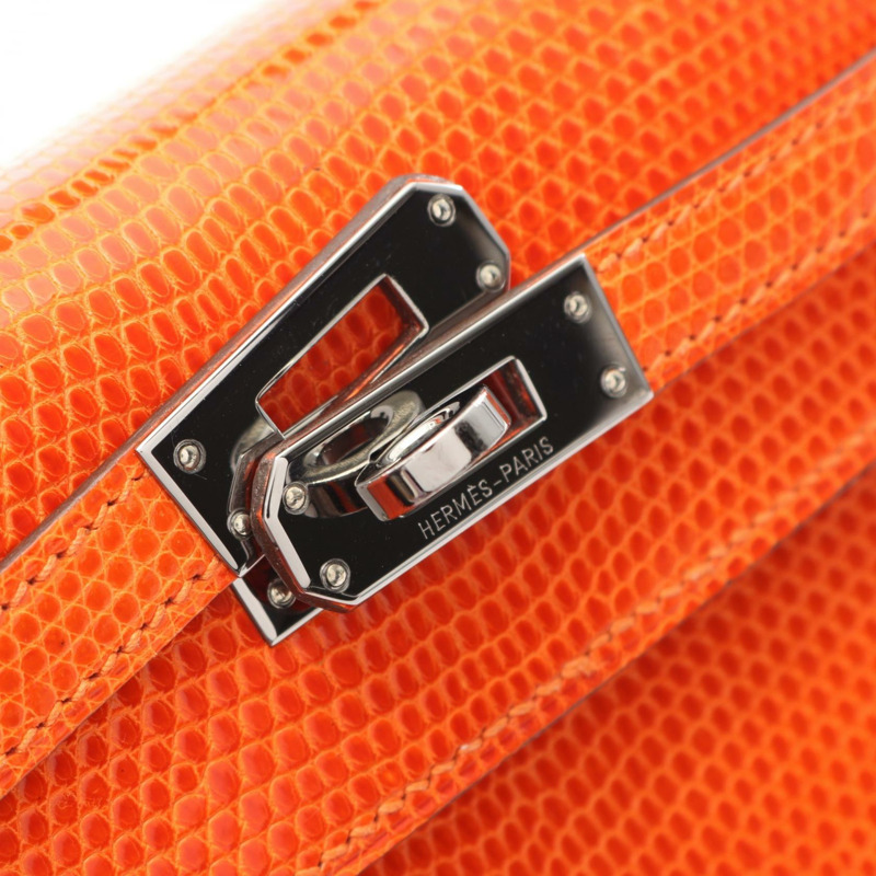 愛馬仕 Kelly 25 手提包，蜥蜴皮異國皮革，橙色，二手女款-9