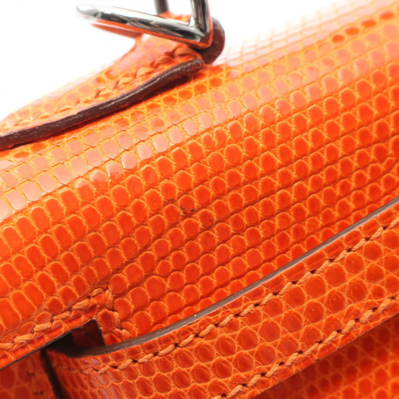 愛馬仕 Kelly 25 手提包，蜥蜴皮異國皮革，橙色，二手女款-10