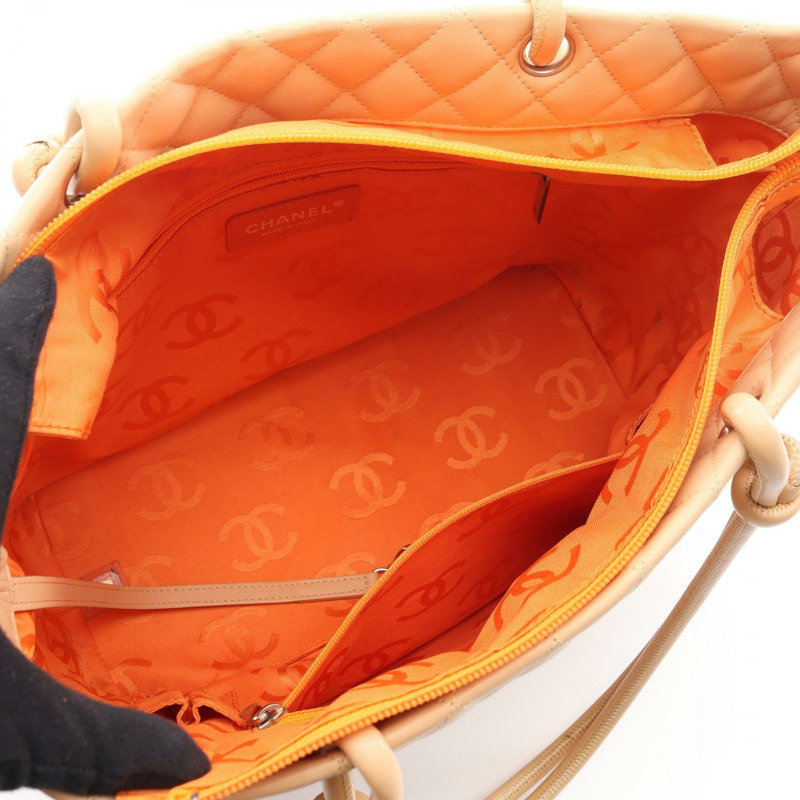 香奈兒 Cambon 系列大托特包,漆皮,米棕色,二手,女士 CC Coco-2