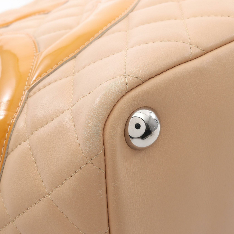 香奈兒 Cambon 系列大托特包,漆皮,米棕色,二手,女士 CC Coco-9