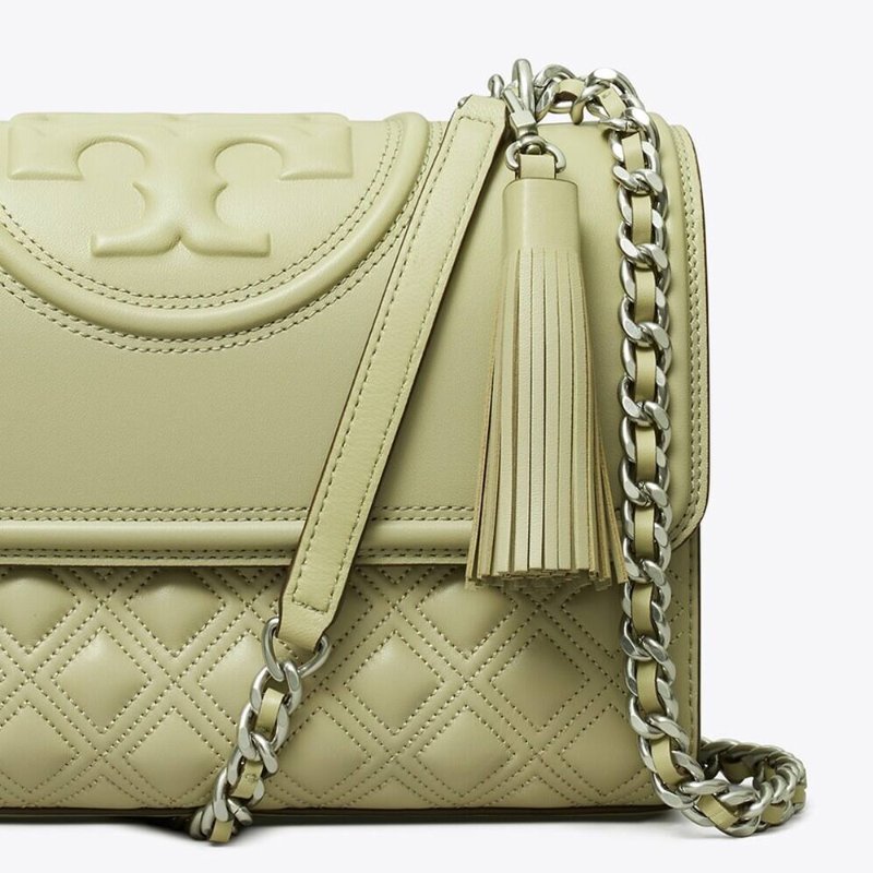 【TORY BURCH】菱格絎縫皮革鏈帶包-草綠-1