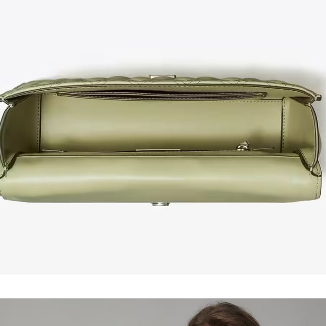 【TORY BURCH】菱格絎縫皮革鏈帶包-草綠-2