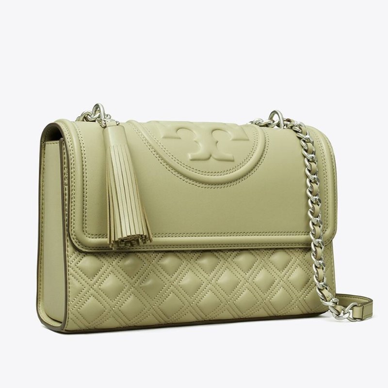 【TORY BURCH】菱格絎縫皮革鏈帶包-草綠-4