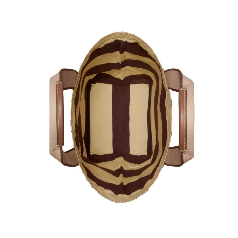 【TORY BURCH】大款帆布手提包-米白底咖啡花-2