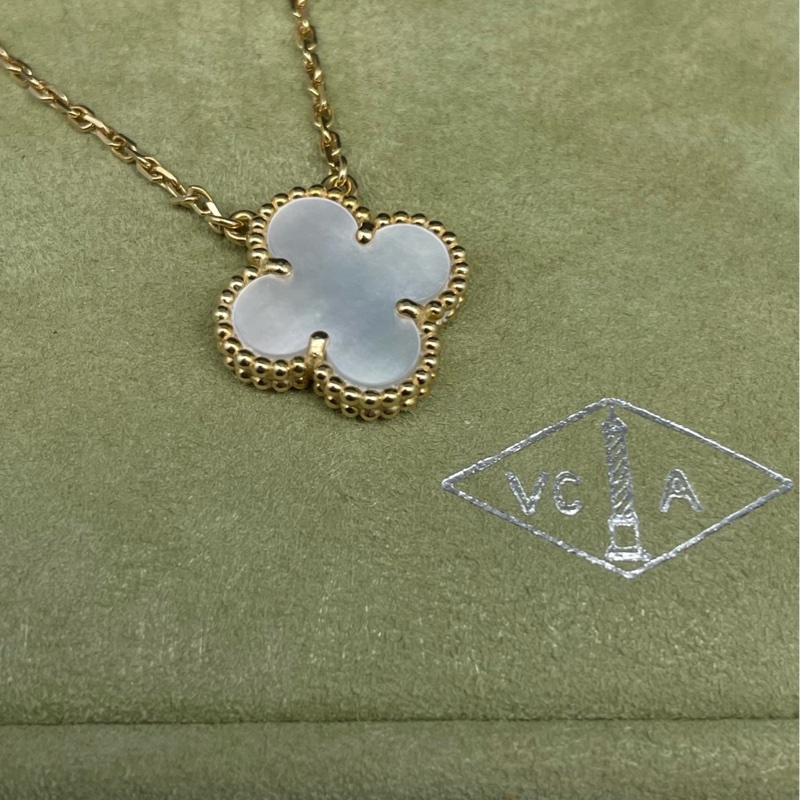 vca梵克雅寶/白貝母五花項鍊 查碼23年新款刻印 18K黃金 黃K金, 珍珠母貝 鏈條長度 : 42 cm-3