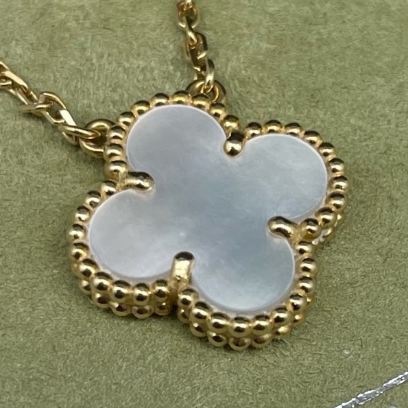 vca梵克雅寶/白貝母五花項鍊 查碼23年新款刻印 18K黃金 黃K金, 珍珠母貝 鏈條長度 : 42 cm-4