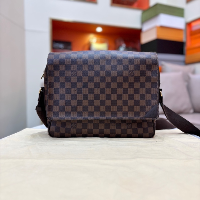 LV路易威登 棕棋盤格 男士郵差包 公文包 附件:無-0