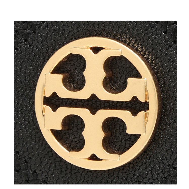 【TORY BURCH】高質感真皮菱格紋翻蓋零錢包-黑-4
