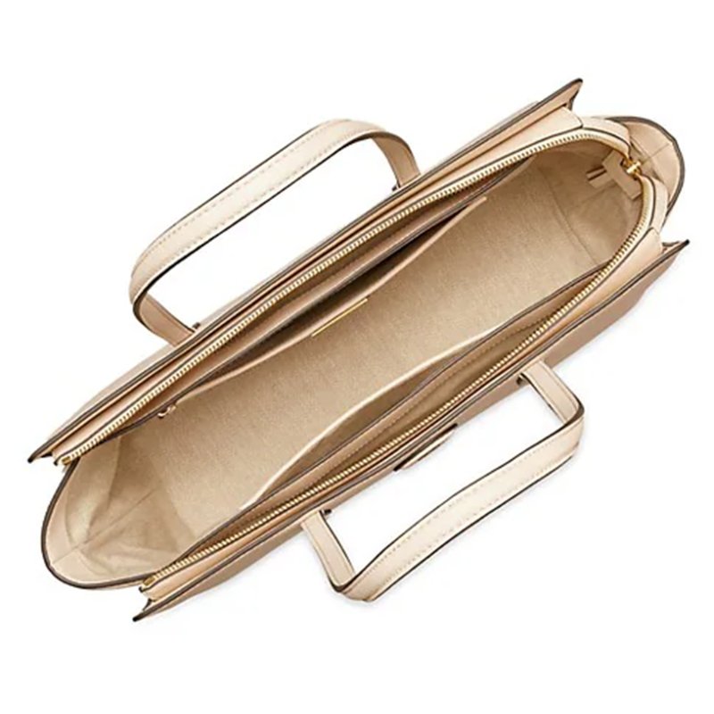 【TORY BURCH】素面皮革肩背托特包-奶油白-3