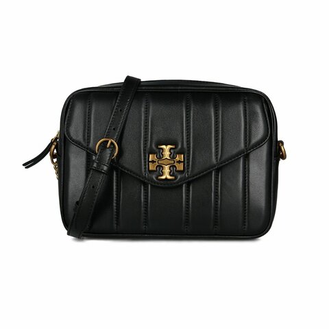 【TORY BURCH】素面絎縫皮革相機包-黑