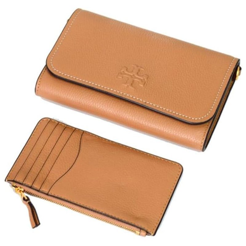 【TORY BURCH】素面皮革翻蓋斜背包-焦糖-2