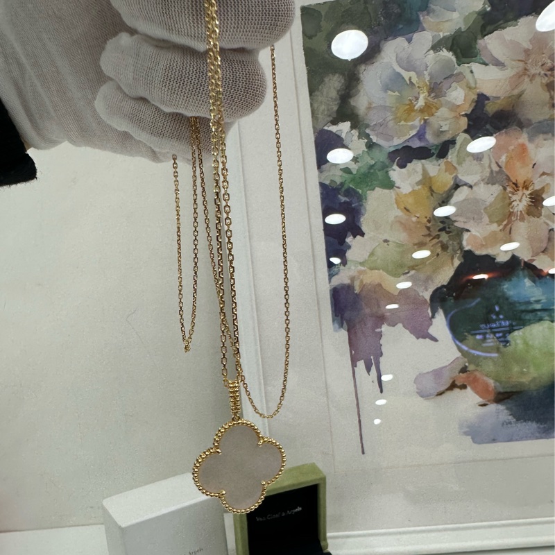 VAN CLEEF&ARPELS(梵克雅寶)Magic Alhambra 長項鍊 18K玫瑰金/灰貝母 大單花 毛衣鏈 2017年 證書不見了-5