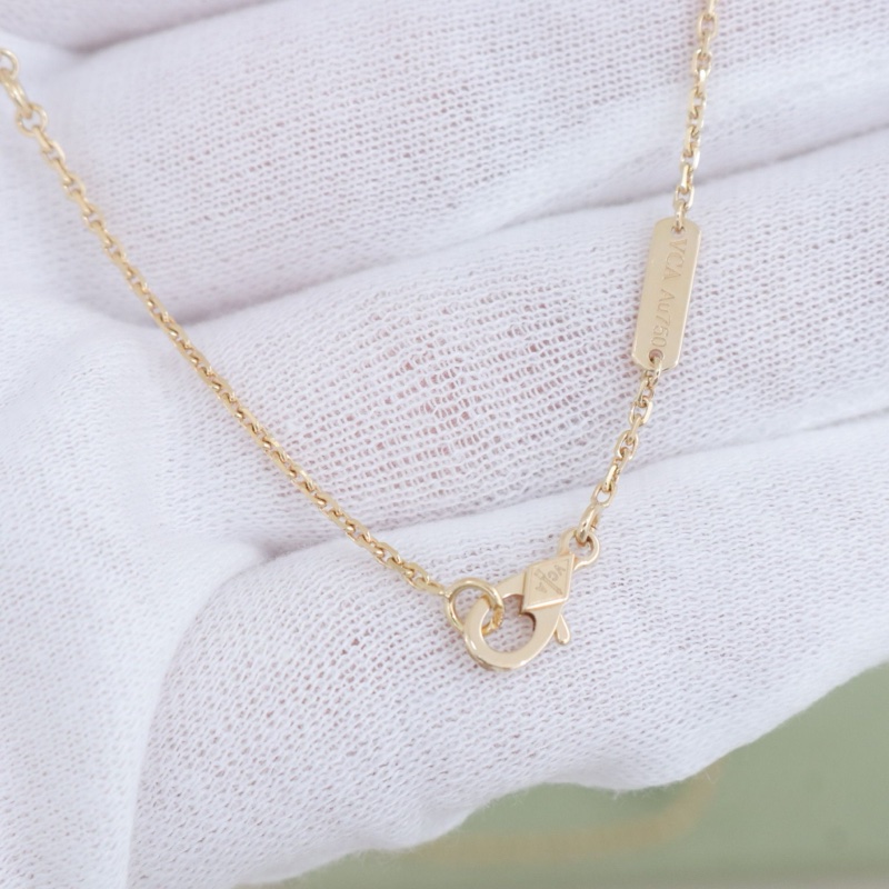 99新，VCA Vintage Alhambra 四葉草鐳射項鍊，18K黃金-5