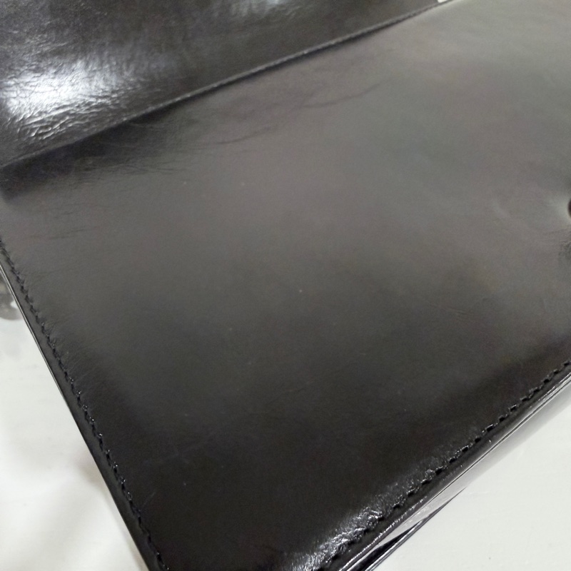 Chanel✨黑色銀釦 油蠟皮 鏈條滾邊 leboy25-25