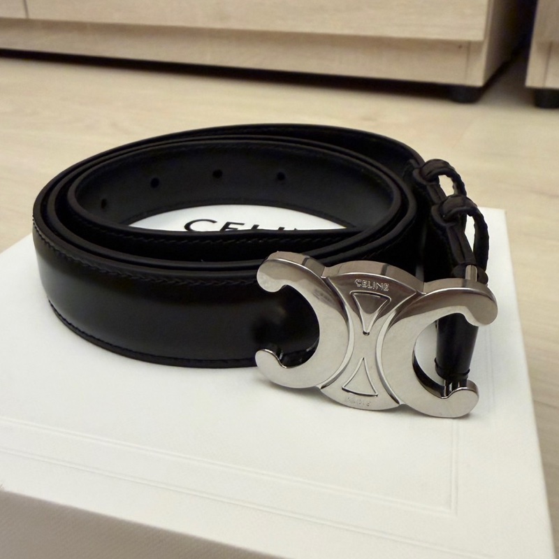 Celine 黑銀皮帶-0