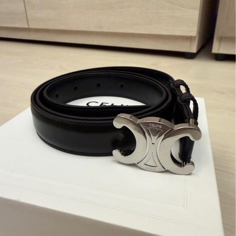 Celine 黑銀皮帶-6
