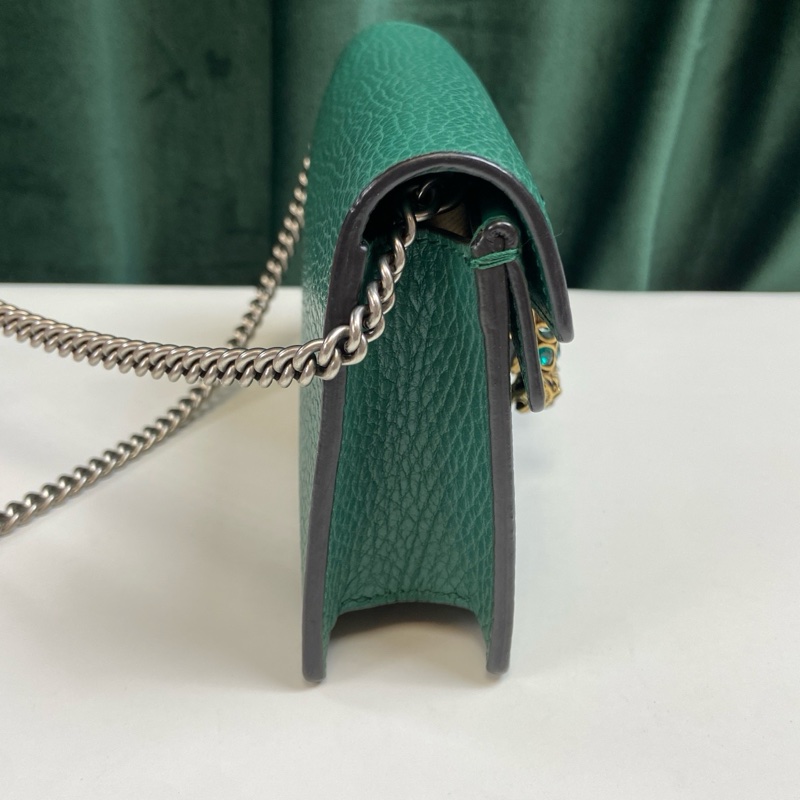 98新Gucci/古馳 mini酒神 祖母綠色鑽扣 尺寸：17×10×4 有龍蝦扣 附件：塵袋-3