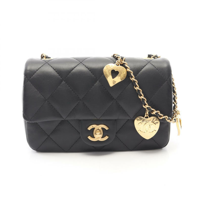 香奈兒 (CHANEL) 絎縫鏈條肩背斜背包 AS3457 羊皮 黑色 金色五金 二手-0