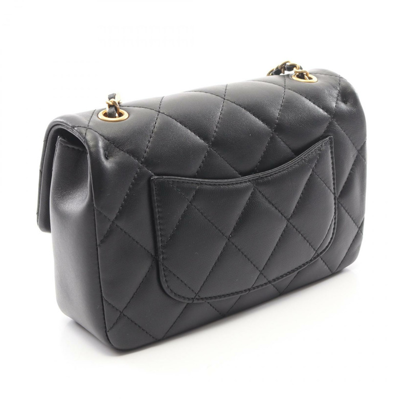 香奈兒 (CHANEL) 絎縫鏈條肩背斜背包 AS3457 羊皮 黑色 金色五金 二手-1