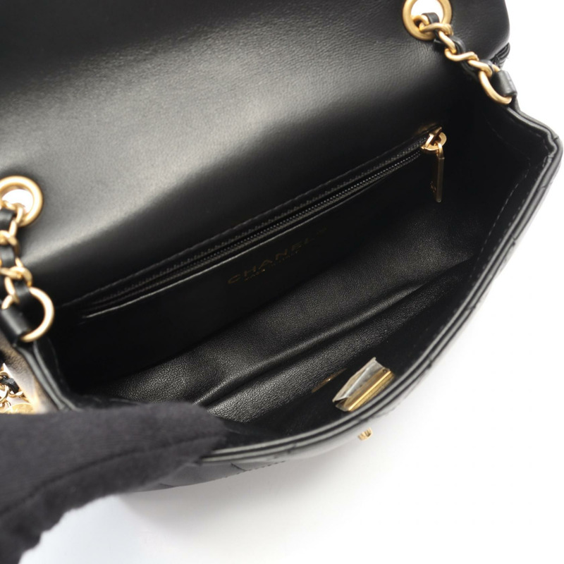 香奈兒 (CHANEL) 絎縫鏈條肩背斜背包 AS3457 羊皮 黑色 金色五金 二手-2