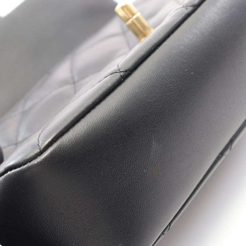 香奈兒 (CHANEL) 絎縫鏈條肩背斜背包 AS3457 羊皮 黑色 金色五金 二手-6