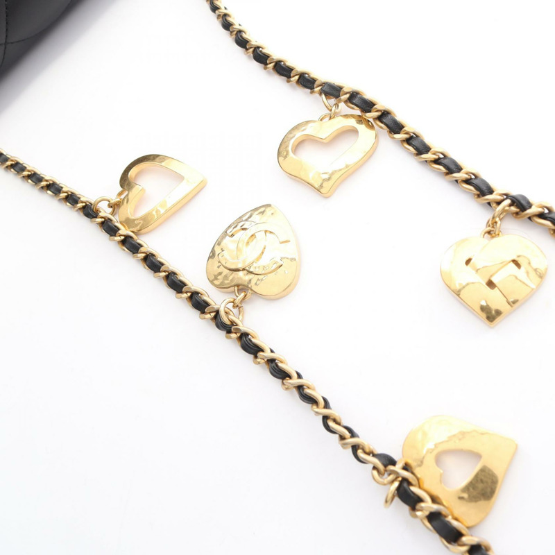 香奈兒 (CHANEL) 絎縫鏈條肩背斜背包 AS3457 羊皮 黑色 金色五金 二手-9