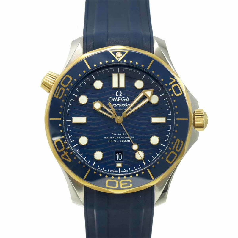 歐米茄海馬系列300公尺潛水錶,同軸至臻天文台認證,雙色錶款,型號210 22 42 20 03 001,男士腕錶,附日期顯示,18K白金自動上鍊機芯-0