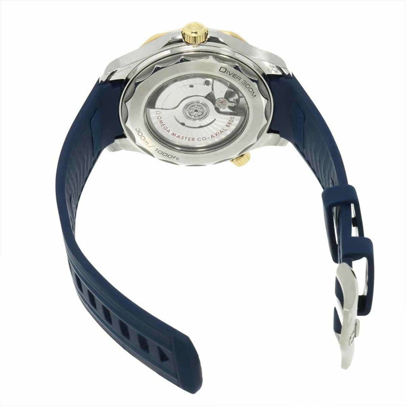 歐米茄海馬系列300公尺潛水錶,同軸至臻天文台認證,雙色錶款,型號210 22 42 20 03 001,男士腕錶,附日期顯示,18K白金自動上鍊機芯-4