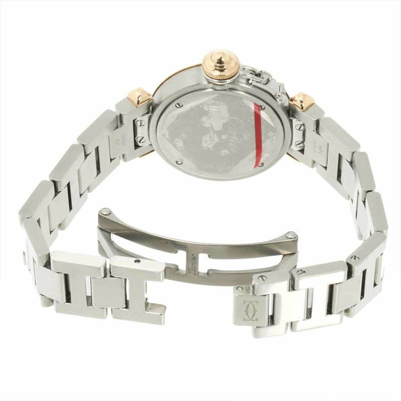 卡地亞 Miss Pasha 雙色腕錶 WJ124021 女士鑽石錶圈,銀色,18K 玫瑰金石英機芯-3