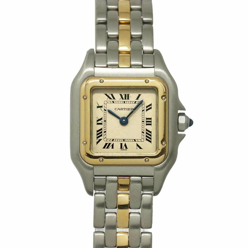 卡地亞 Panthère 單排小號腕錶 W25029B5，雙色女錶，象牙白/黃金石英機芯-0