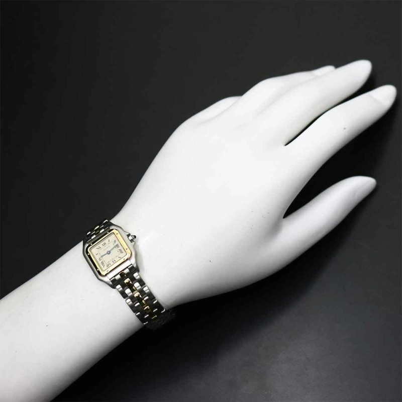 卡地亞 Panthère 單排小號腕錶 W25029B5，雙色女錶，象牙白/黃金石英機芯-2