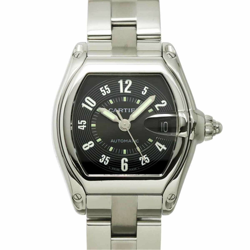 卡地亞 Roadster LM W62004V3 男士腕錶,附日期顯示,黑色,自動上鍊機芯-0