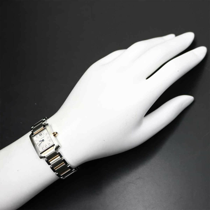 卡地亞 Tank Française SM 雙色女錶 WE110004，鑲嵌 11 顆鑽石，銀色錶殼，PG 石英機芯-3