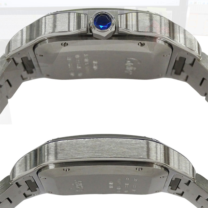 卡地亞 Santos LM 男士腕錶，帶日期顯示，自動上鍊，精鋼材質，型號 WSSA0018，拋光銀色-2