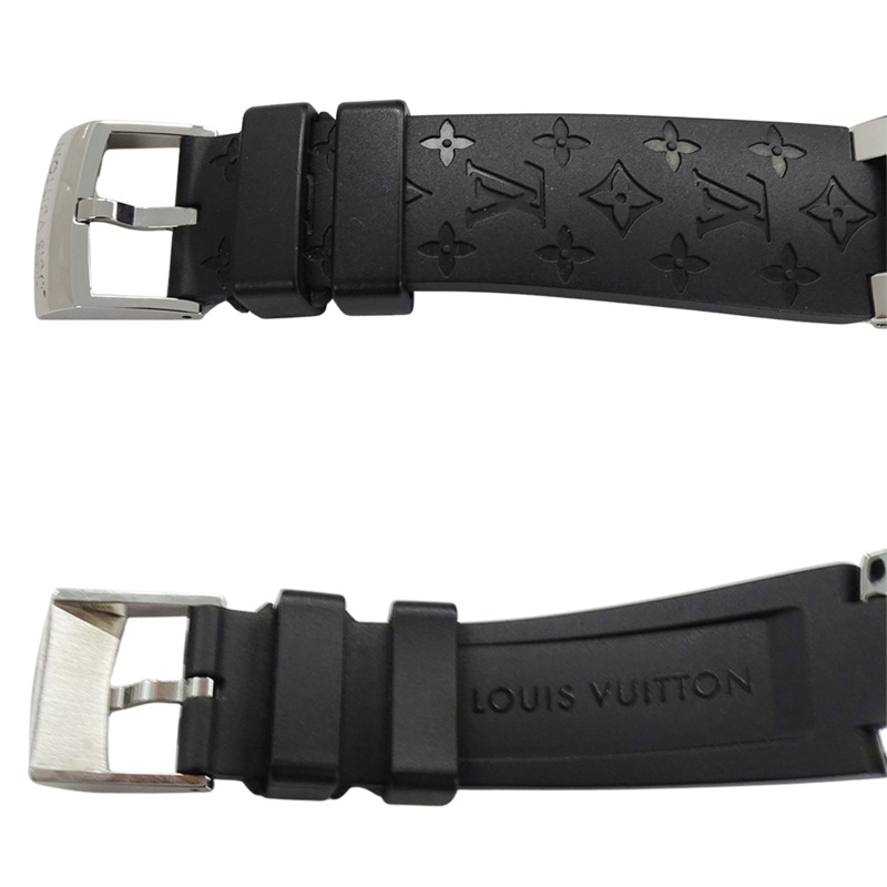 路易威登男士 Tambour Lovely Cup 計時腕錶,帶日期顯示,石英機芯,不銹鋼和橡膠錶帶,Q11BG,拋光-3