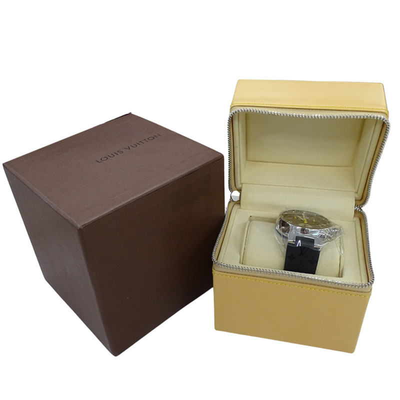 路易威登男士 Tambour Lovely Cup 計時腕錶,帶日期顯示,石英機芯,不銹鋼和橡膠錶帶,Q11BG,拋光-7