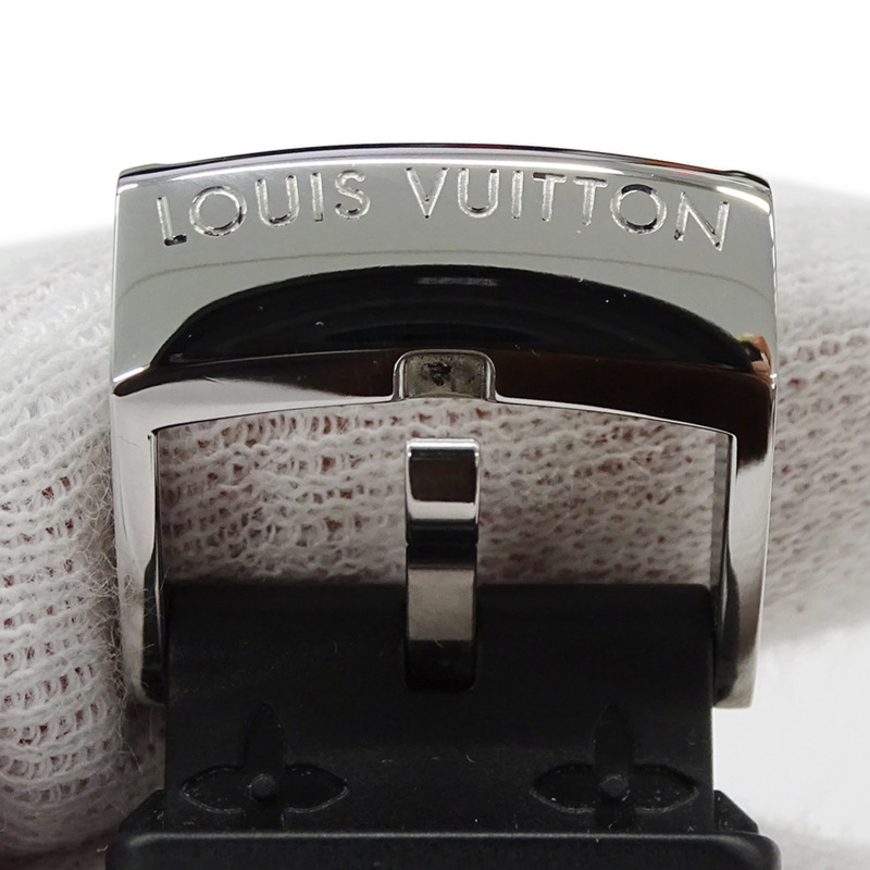 路易威登男士 Tambour Lovely Cup 計時腕錶,帶日期顯示,石英機芯,不銹鋼和橡膠錶帶,Q11BG,拋光-12