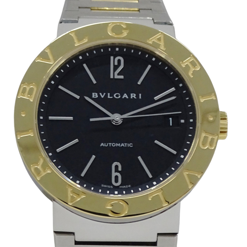 寶格麗男士腕錶,日期顯示,自動上鍊,不鏽鋼、黃金和黃色BB38SG,組合款,經過翻新拋光-1