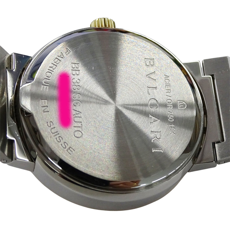 寶格麗男士腕錶,日期顯示,自動上鍊,不鏽鋼、黃金和黃色BB38SG,組合款,經過翻新拋光-5