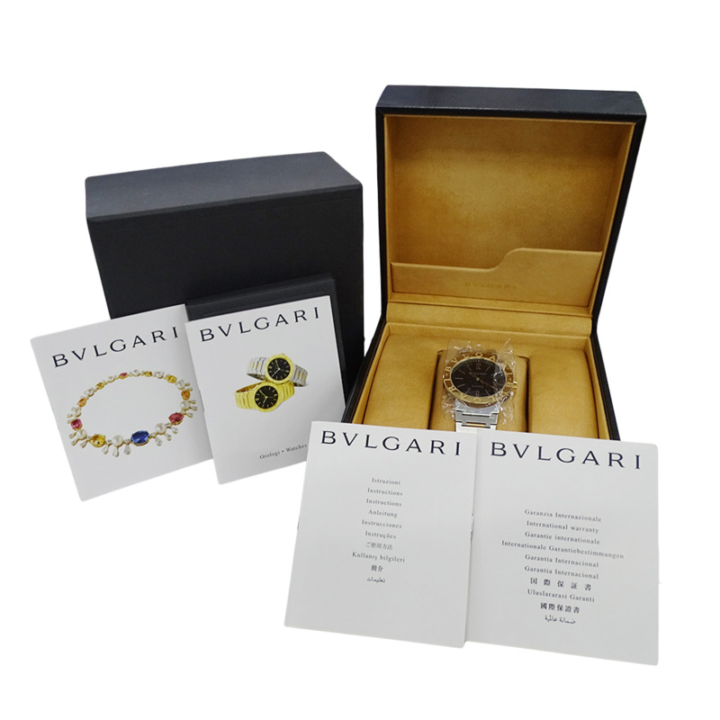 寶格麗男士腕錶,日期顯示,自動上鍊,不鏽鋼、黃金和黃色BB38SG,組合款,經過翻新拋光-6