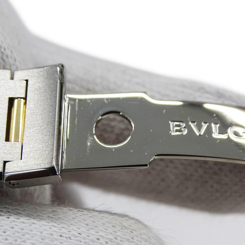 寶格麗男士腕錶,日期顯示,自動上鍊,不鏽鋼、黃金和黃色BB38SG,組合款,經過翻新拋光-8