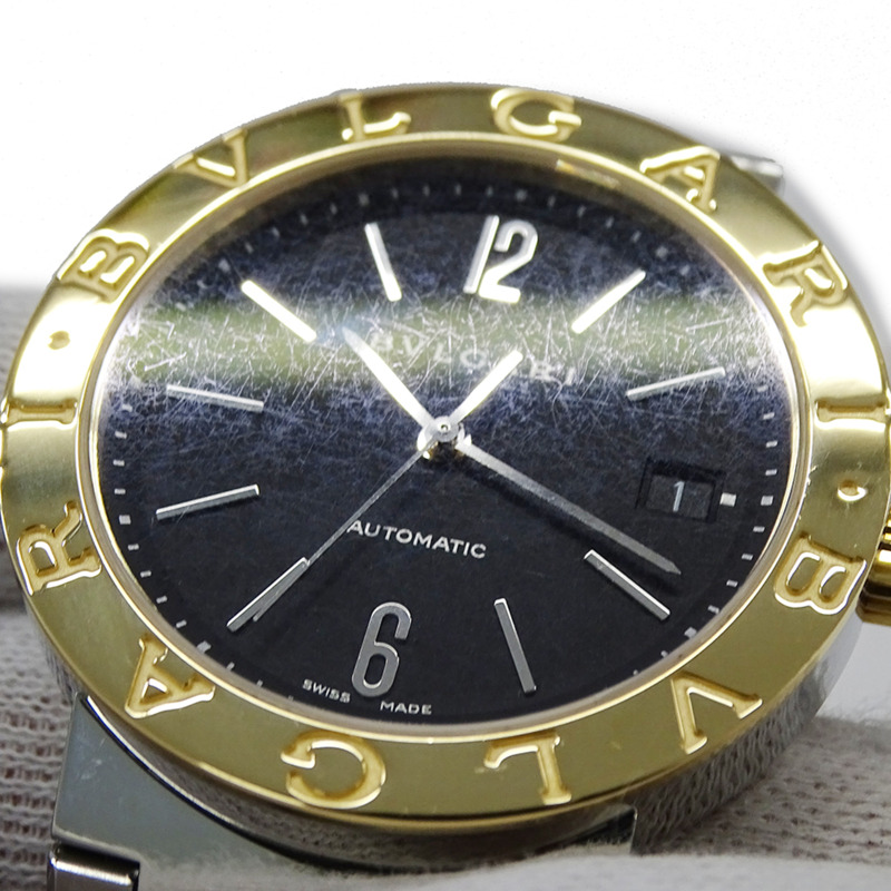 寶格麗男士腕錶,日期顯示,自動上鍊,不鏽鋼、黃金和黃色BB38SG,組合款,經過翻新拋光-13