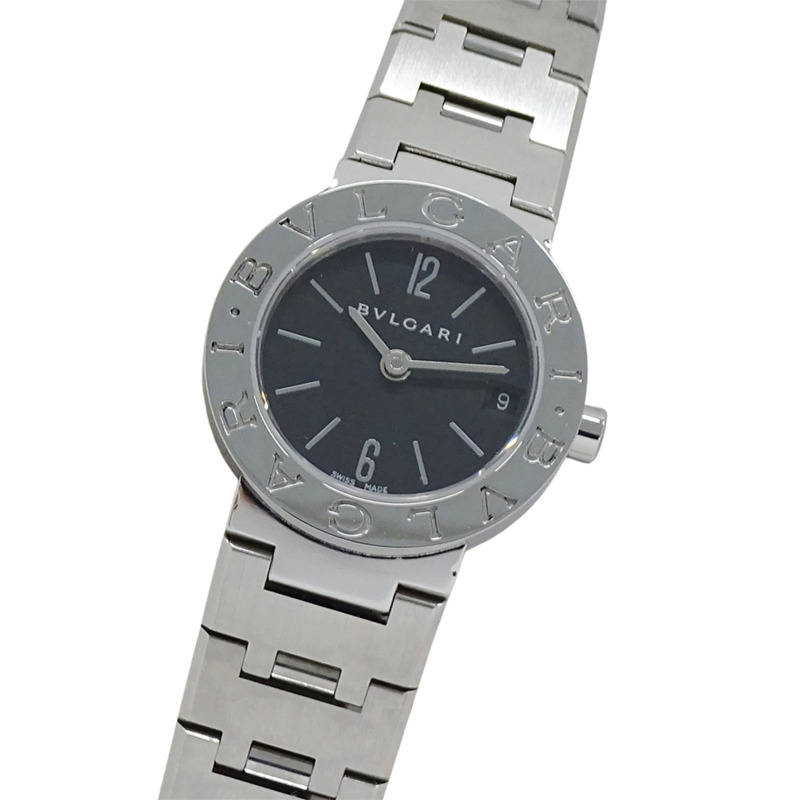 寶格麗女士腕錶,品牌:日期石英QZ不銹鋼SS BB23SS銀色黑色圓形拋光-0
