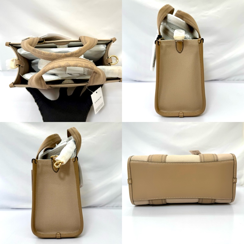 COACH 蔻馳 SMITH 織帶LOGO 帆布兩用托特包 奶茶色-2