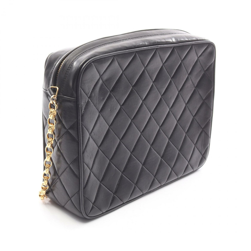 香奈兒 (CHANEL) 絎縫 Diana 翻蓋鏈條單肩包，羊皮材質，黑色，金色五金，二手女款-1