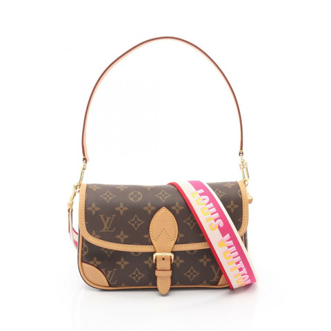 路易威登 Diane NM PM 單肩手提包 M46049 Monogram 帆布 紫紅色 二手